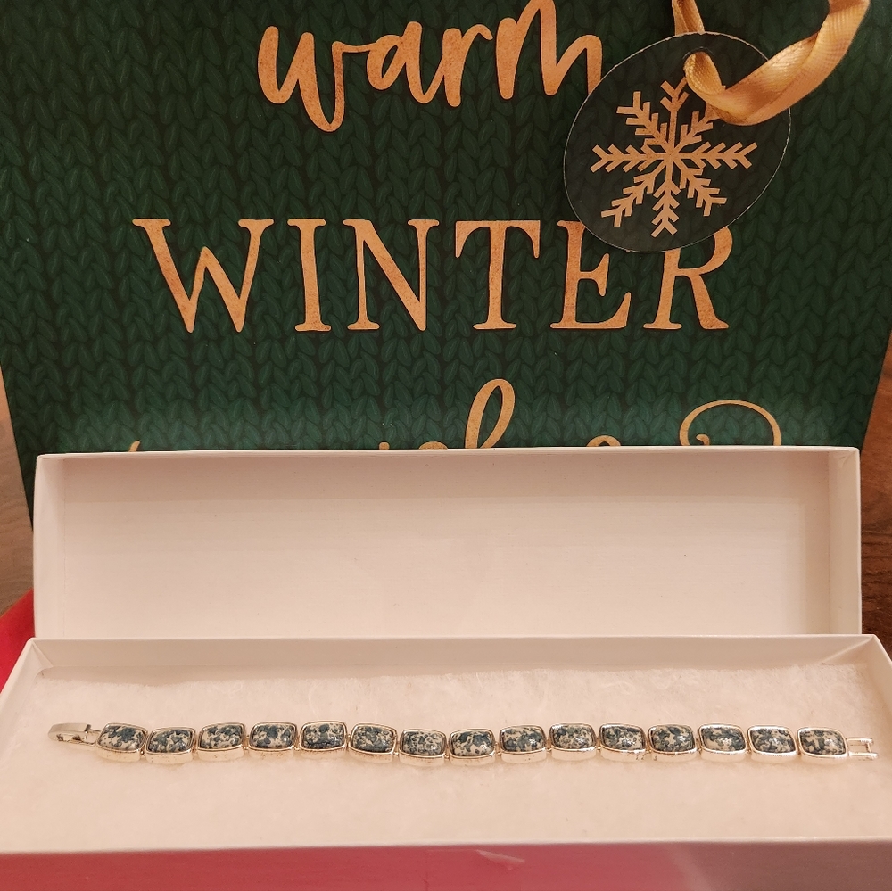 Blue and White Sterling Silver Bracelet, Giftable- still in box